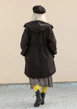 Gemusterter oder einfarbiger Parka „Livia“ aus wasserabweisender Bio-Baumwolle - schwarz