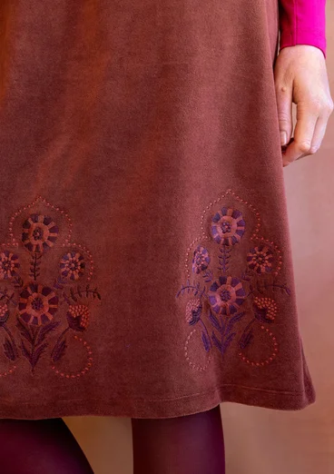 “Zari” velour skirt in organic cotton/recycled polyester - red curry