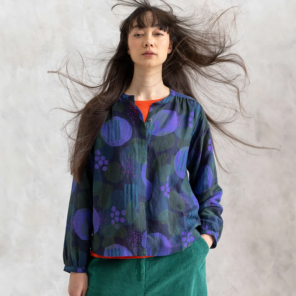 Blouse "Fizz" en lin/modal - encre