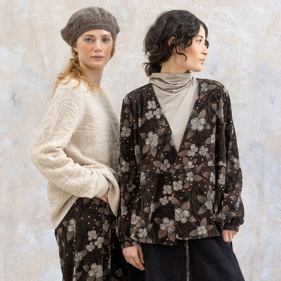 “Cornus” organic cotton/recycled polyester velour cardigan - dark chokolate