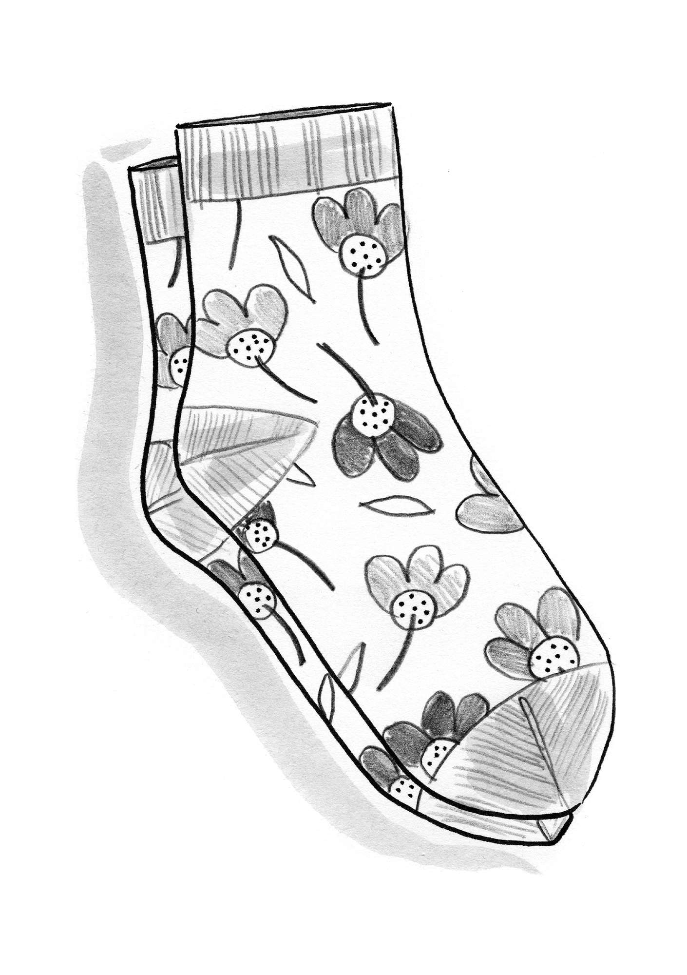 Socken „Rudbeckia“ aus Öko-Baumwolle grau-melange
