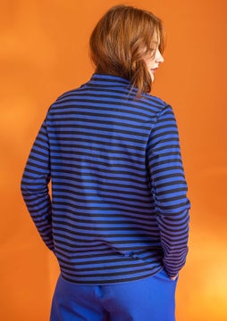 Jersey fabric mock neck top brilliant blue