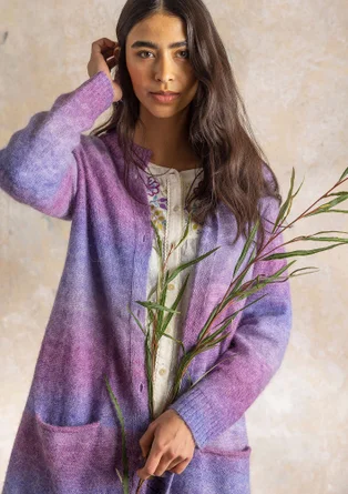  “Bello” long cardigan in alpaca/wool blend - hyacinth