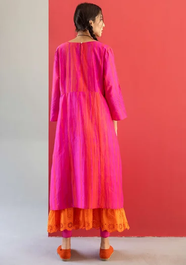 Geweven jurk "Melody" van biologisch katoen/zijde - roze begonia