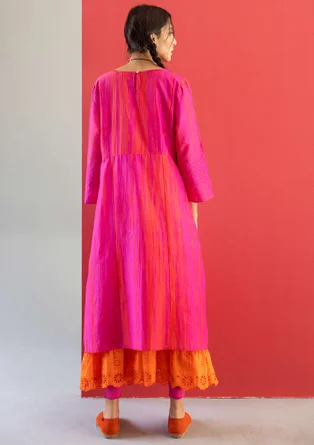 Geweven jurk "Melody" van biologisch katoen/zijde - roze begonia