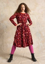 “Frida” patterned/solid-colour organic cotton jersey dress - dark agate red/patterned