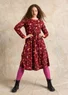 Robe à motif/unie "Frida" en jersey de coton biologique (rouge agate foncé/motif L)