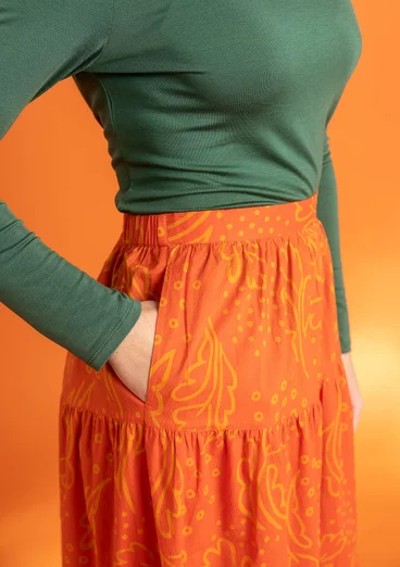 “Irma” woven ruffled skirt in organic cotton - chilli