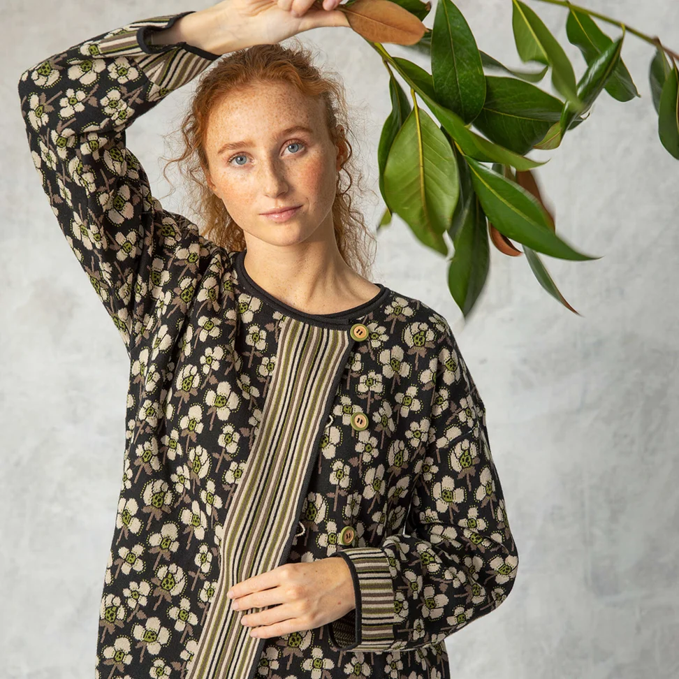 “Andes” cardigan in organic/recycled cotton - black