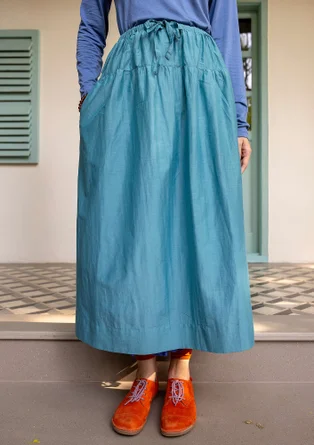“Paris” woven skirt in organic cotton/silk - turquoise