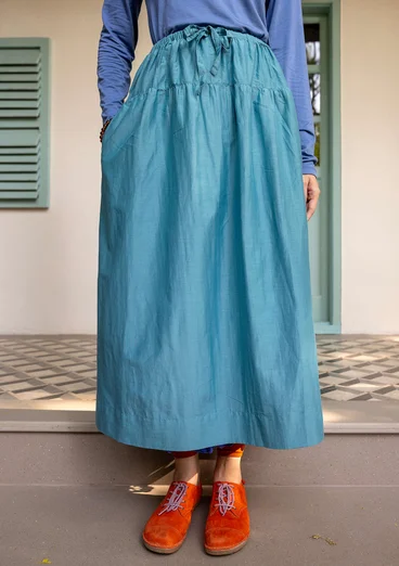 “Paris” woven skirt in organic cotton/silk - turquoise