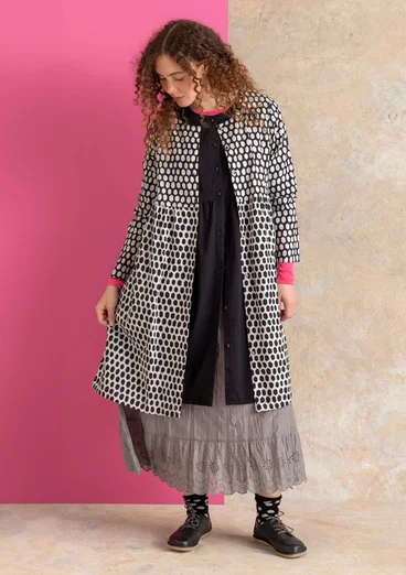 Vævet kjole "Vendela" i økologisk bomuld - sort/mønstret