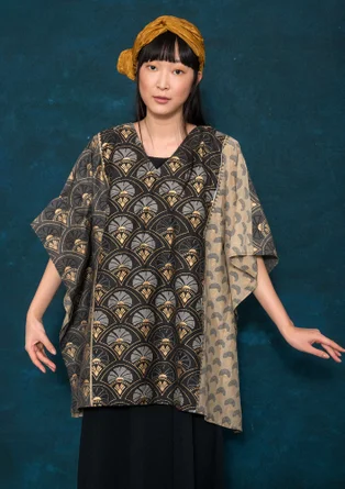“Première” woven tunic in organic cotton/silk - black