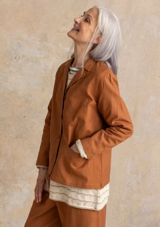 “Esme” woven organic cotton/linen jacket - acorn