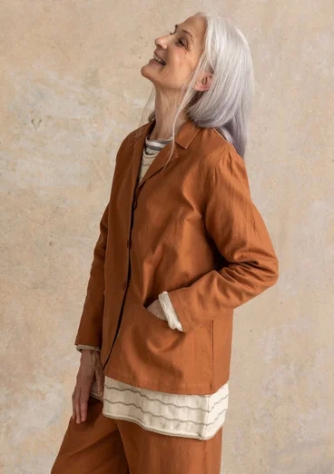 “Esme” woven organic cotton/linen jacket - acorn