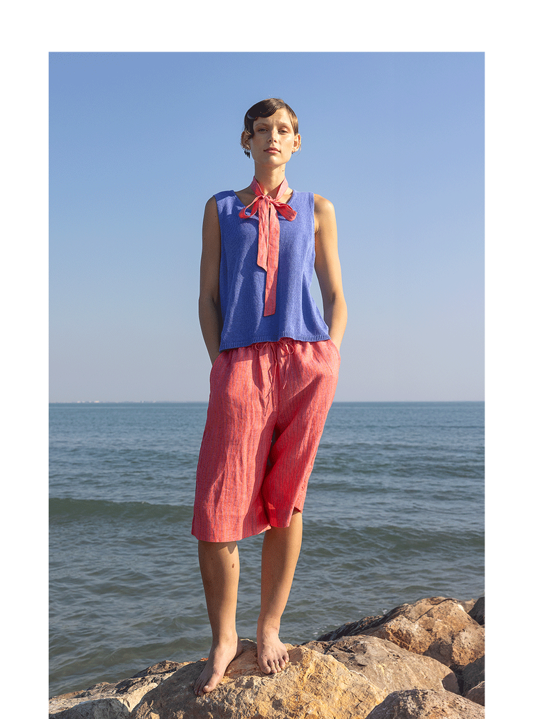 “Bifrost” woven linen shorts
