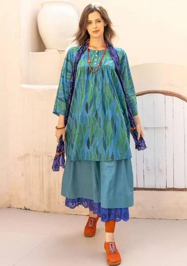 “Paris” woven skirt in organic cotton/silk - turquoise