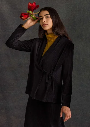 Gilet façon velours en coton biologique/polyester recyclé/élasthanne  - noir