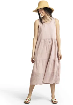 Robe "Stripe" en tissu de coton biologique - figue