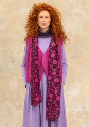 “Leah” cotton/silk scarf with a floral design - storm purple