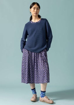 Sweater knit in garter stitch indigo
