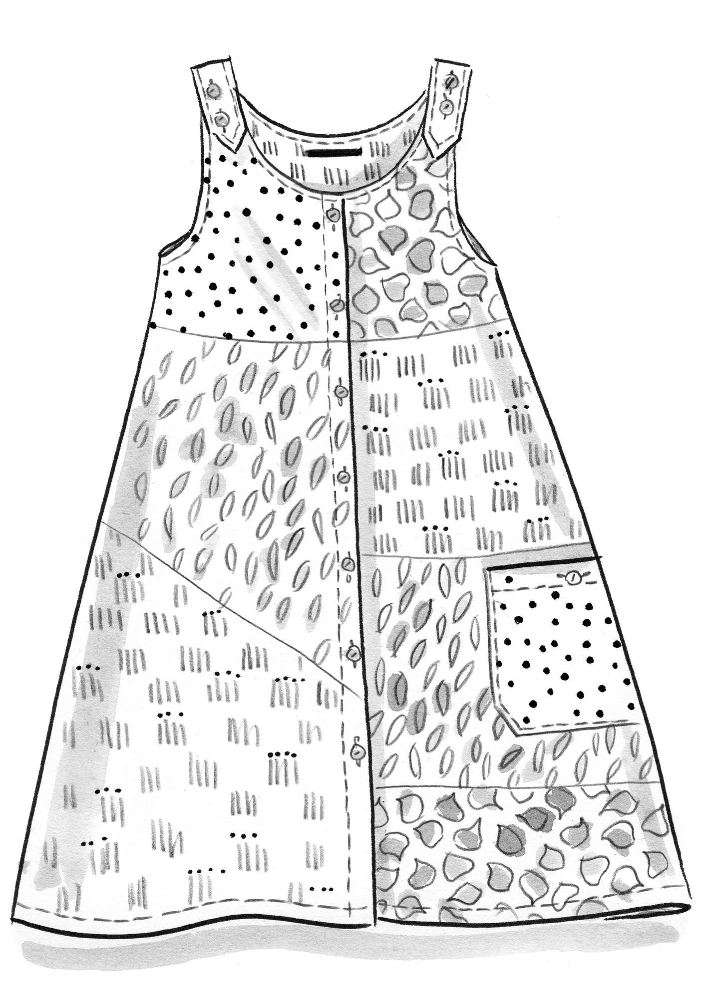 Vevd kjole «Earth» i økologisk bomull / lin