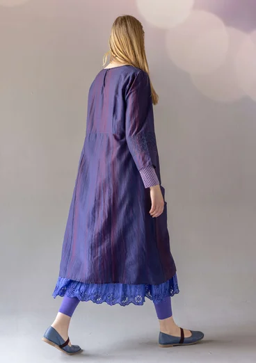 Geweven jurk "Melody" van biologisch katoen/zijde - nachtblauw