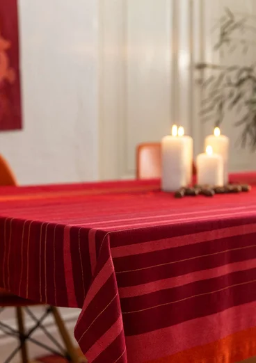 “Alaska Sky” tablecloth in organic cotton - poppy