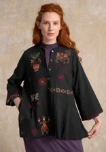 Bestickte Bluse „Skåne“ aus Bio-Baumwolle - schwarz