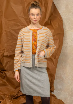 Gestreifte, gepunktete oder einfarbige Strickjacke „Wilma“ aus Lammwolle - natur melange-gestreift
