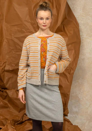 Gestreifte, gepunktete oder einfarbige Strickjacke „Wilma“ aus Lammwolle - natur melange-gestreift