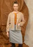 Gestreifte, gepunktete oder einfarbige Strickjacke „Wilma“ aus Lammwolle (natur melange-gestreift L)