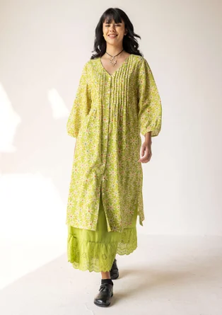 “Flower meadow” woven organic cotton dress - kiwi