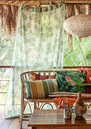 “Galapagos” organic cotton curtain - dusty green