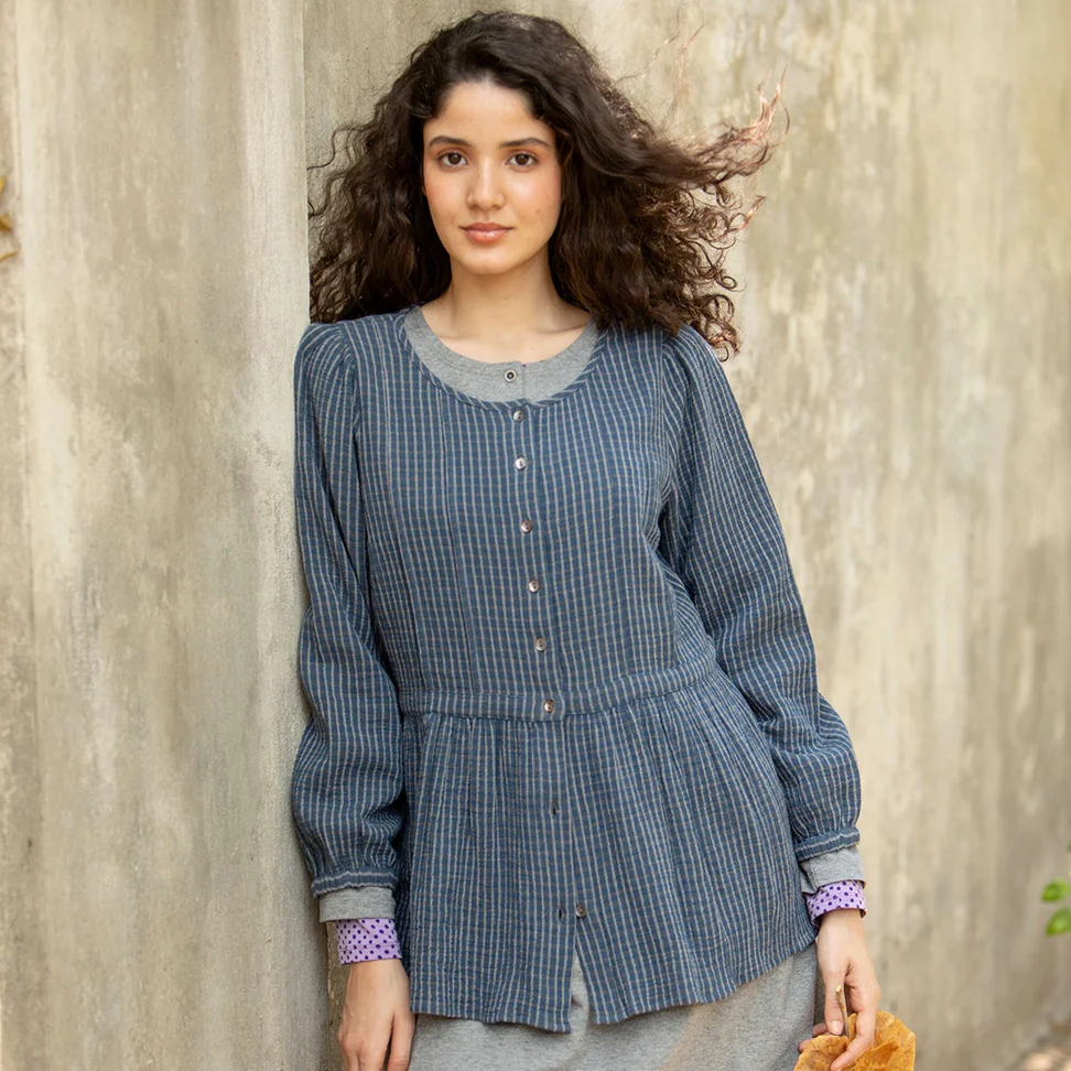 Bluse „Noira“ aus Bio-Baumwolle - indigo