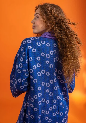 Vevd kjole «Jasmine» i lin - indigo/mønstret