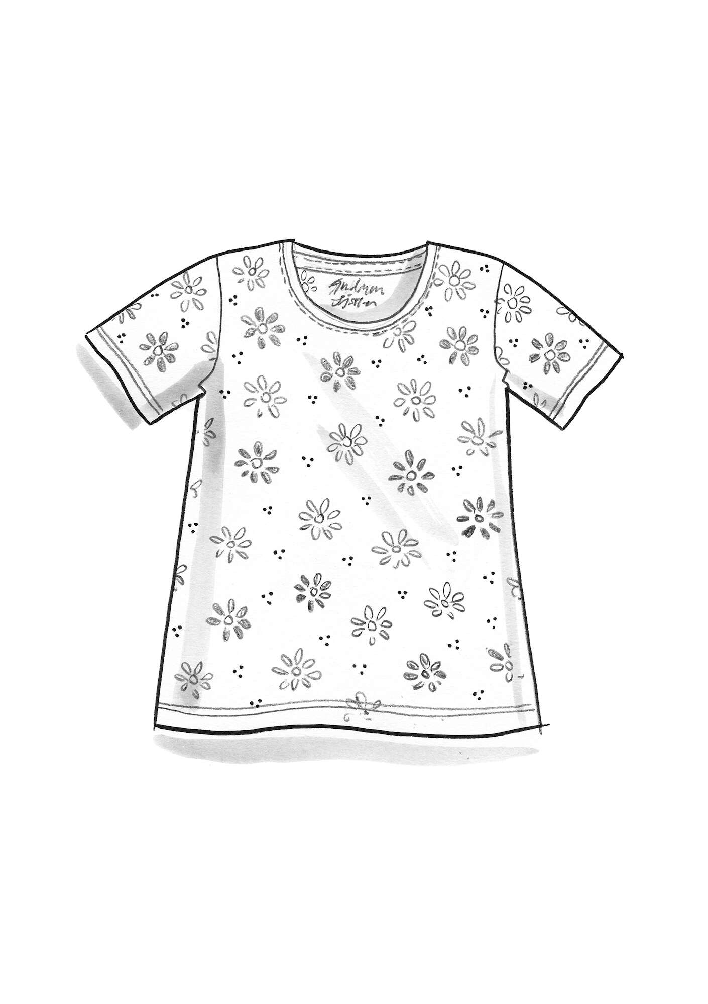 “Ester” T-shirt in organic cotton/elastane multicoloured/patterned