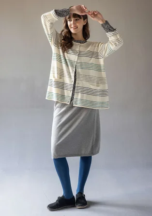 “Sylvi” striped and solid-colour organic cotton/wool cardigan - undyed/striped