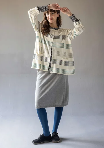 “Sylvi” striped and solid-colour organic cotton/wool cardigan - undyed/striped