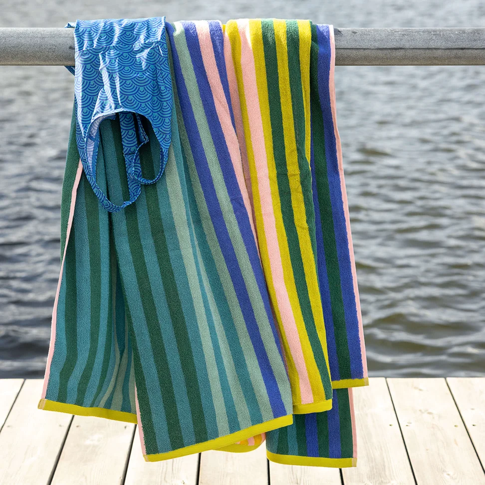 “Sunset” bath sheet in organic cotton - green sea glass