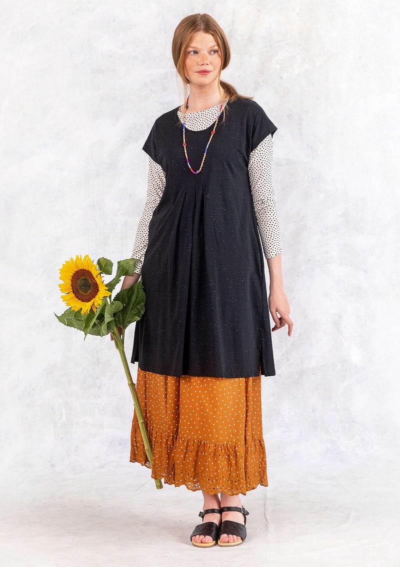 “Molly” jersey dress in nubby organic cotton black