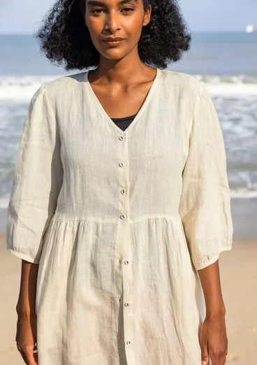 Kleid aus Leinengewebe - Mandelmilch