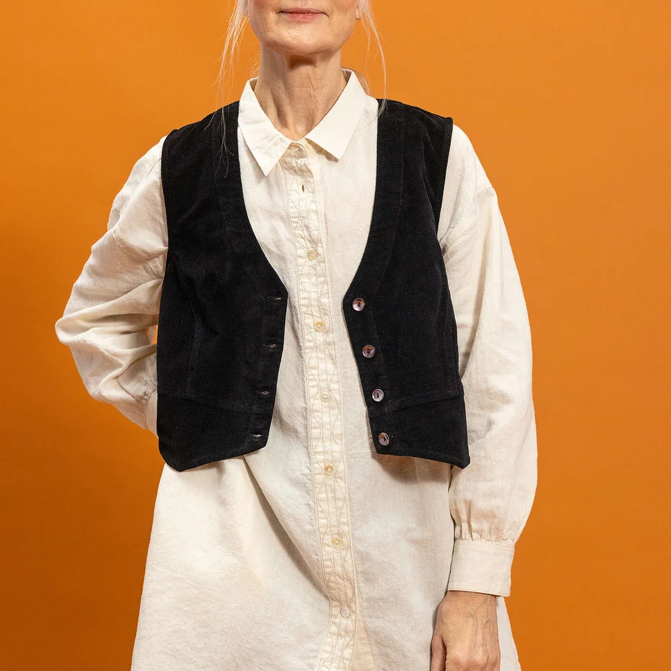 “Venezia” woven organic cotton waistcoat - black