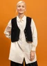 “Venezia” woven organic cotton waistcoat (black S)
