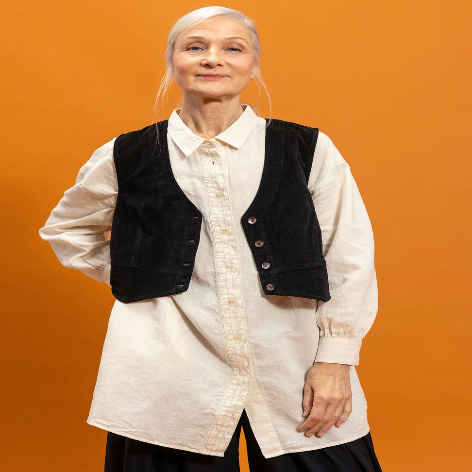 “Venezia” woven organic cotton waistcoat - black