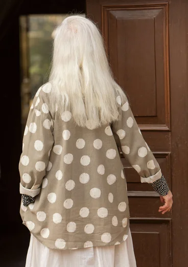 Gedessineerde blouse "Lovisa" van biologisch katoen/linnen - taupe