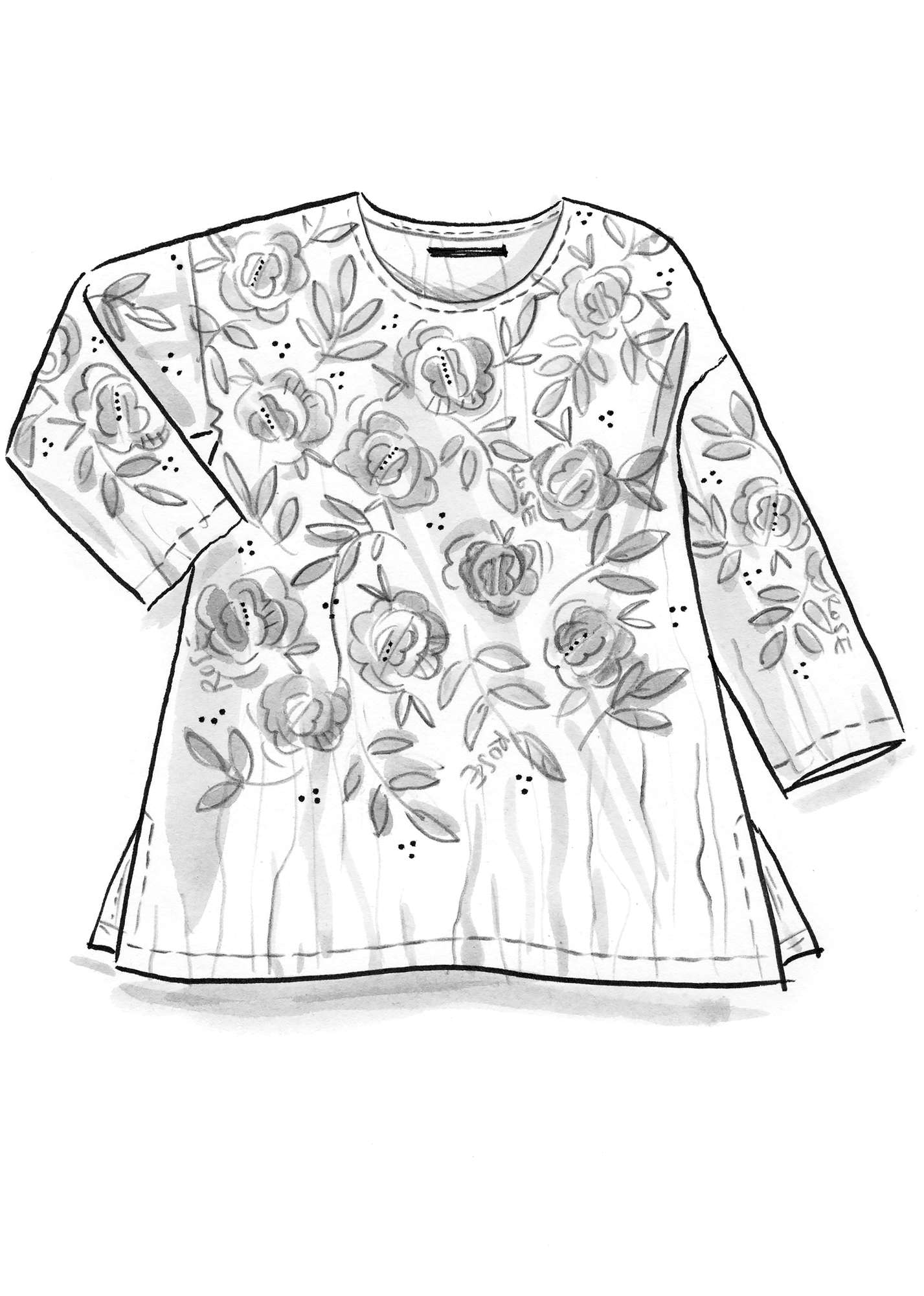Bluse «Rose Garden» i silke