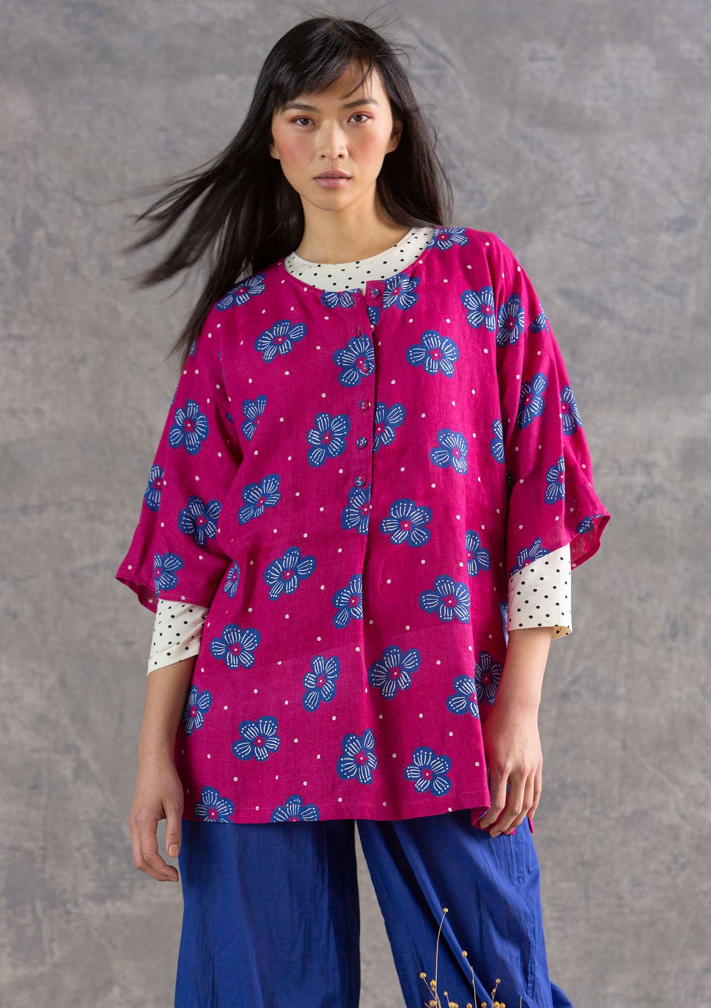 “Loella” woven linen tunic cochineal thumbnail