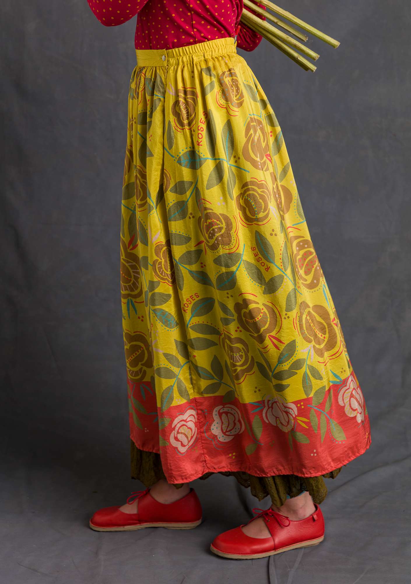 “Rose Garden” woven silk skirt pineapple thumbnail
