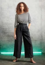 “Ori” woven linen trousers - black